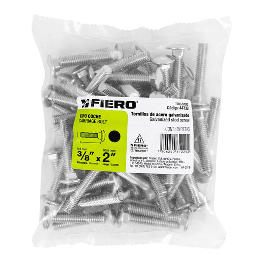 Bolsa con 60 tornillos 3/8' x 2' tipo coche, Fiero Caja con 3, 44732