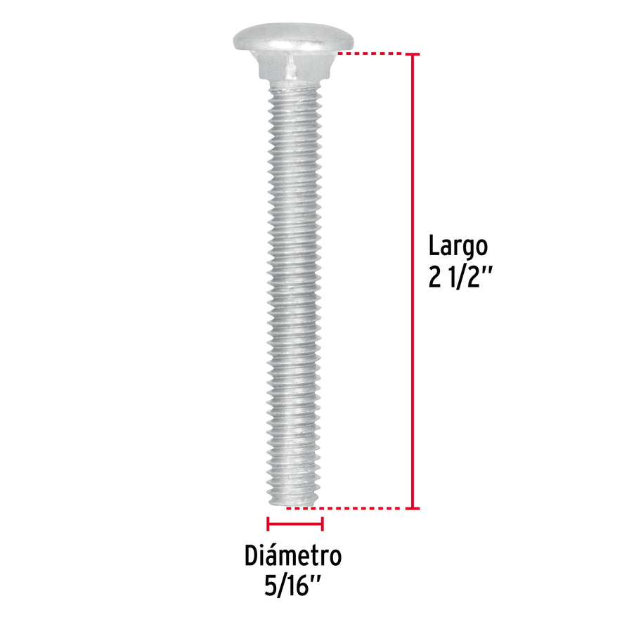 Bolsa con 60 tornillos 5/16' x 2-1/2' tipo coche, Fiero Caja con 3, 44724