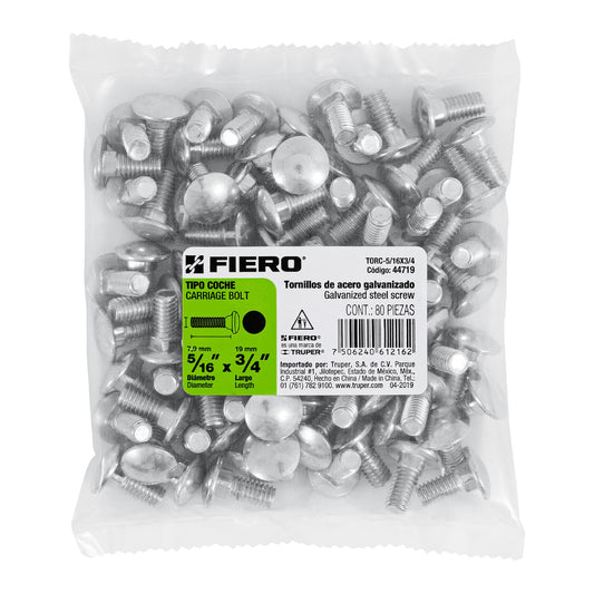 Bolsa con 80 tornillos 5/16' x 3/4' tipo coche, Fiero Caja con 6, 44719