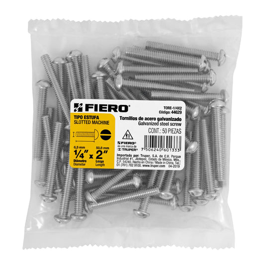 Bolsa con 50 tornillos 1/4 'x 2' tipo estufa, Fiero Caja con 6, 44629