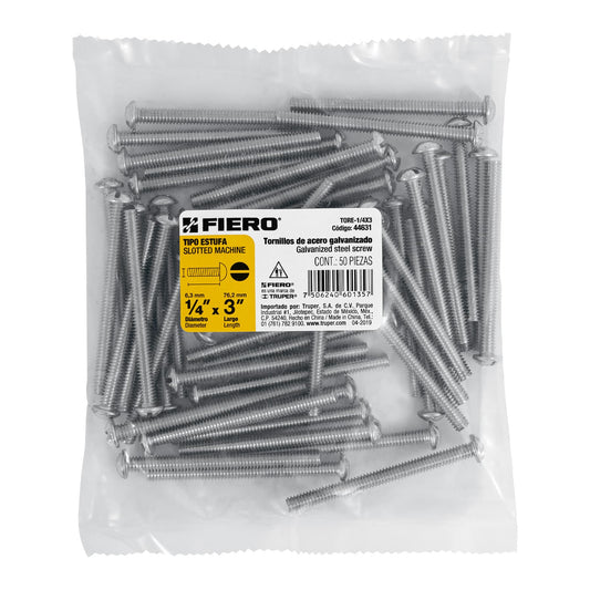 Bolsa con 50 tornillos 1/4 'x 3' tipo estufa, Fiero Caja con 6, 44631