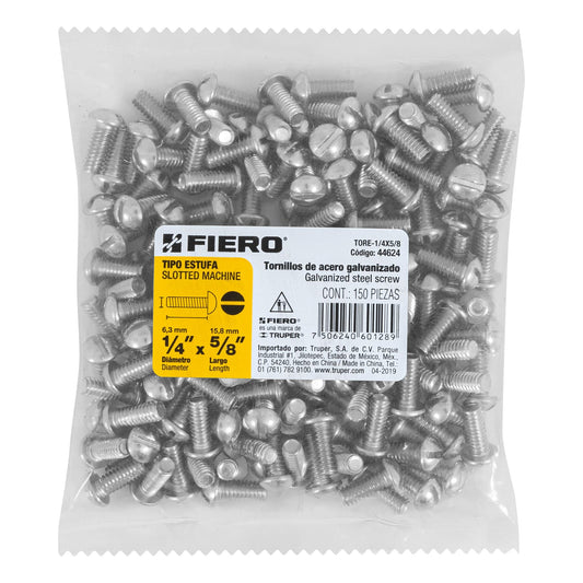 Bolsa con 150 tornillos 1/4 'x 5/8' tipo estufa, Fiero Caja con 6, 44624