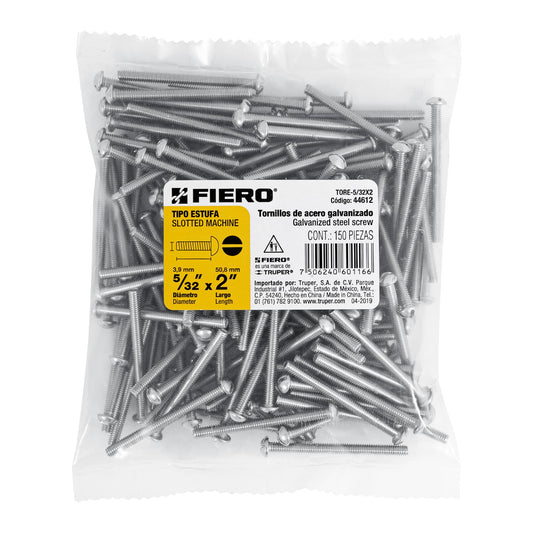 Bolsa con 150 tornillos 5/32' x 2' tipo estufa, Fiero Caja con 6, 44612