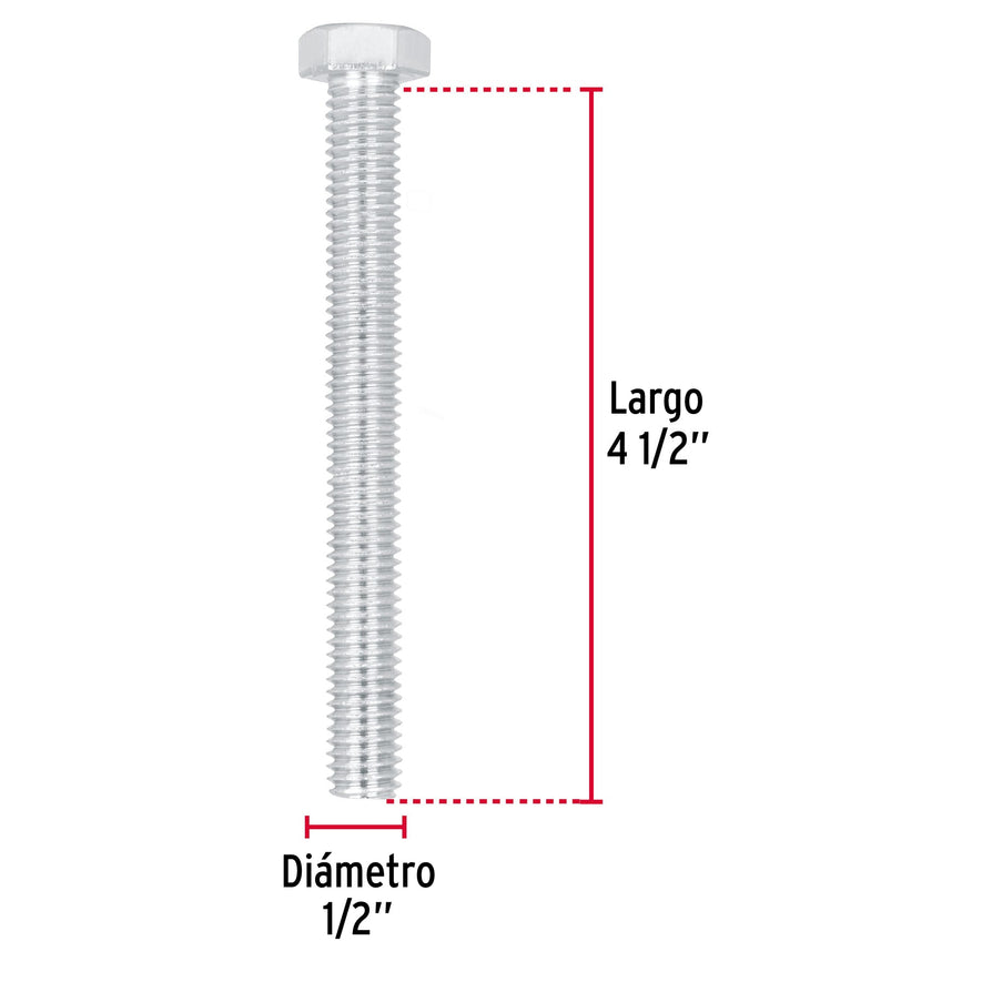 Bolsa con 10 tornillos 1/2' x 4-1/2' tipo máquina, FIERO, 44665