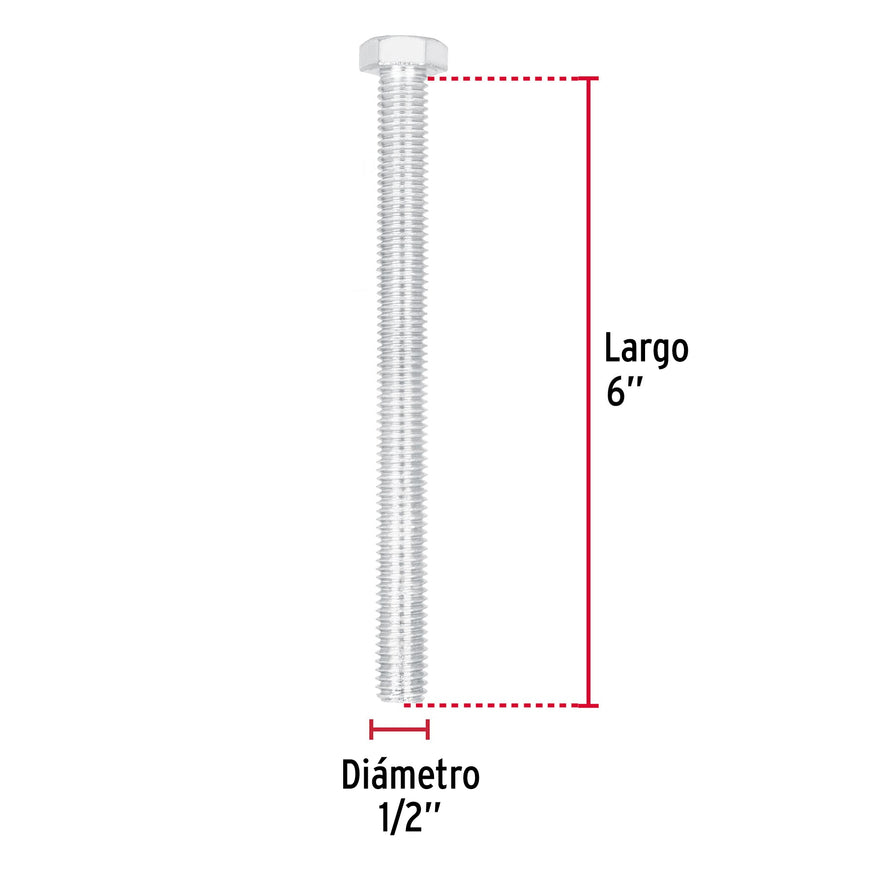Bolsa con 8 tornillos 1/2' x 6' tipo máquina, FIERO, 44667