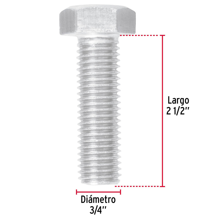 Bolsa con 6 tornillos 3/4' x 2-1/2' tipo máquina, FIERO, 44703