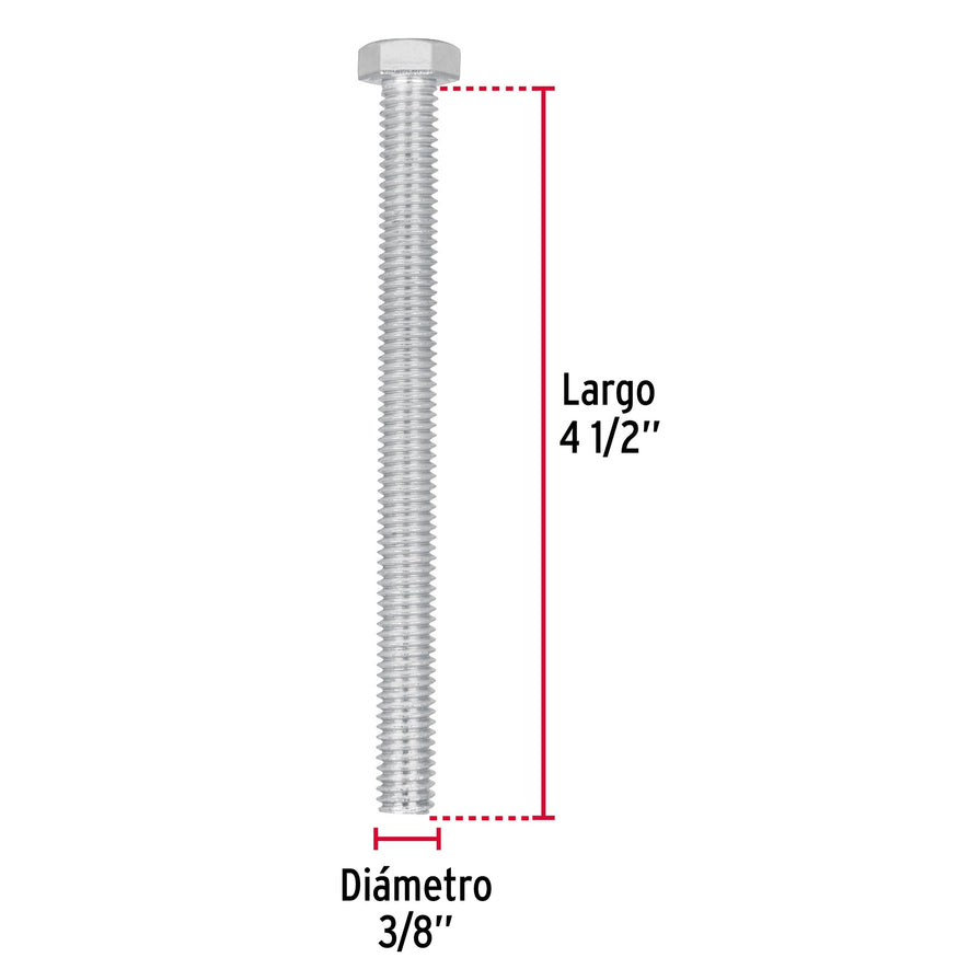 Bolsa con 15 tornillos 3/8' x 4-1/2' tipo máquina, FIERO, 44651