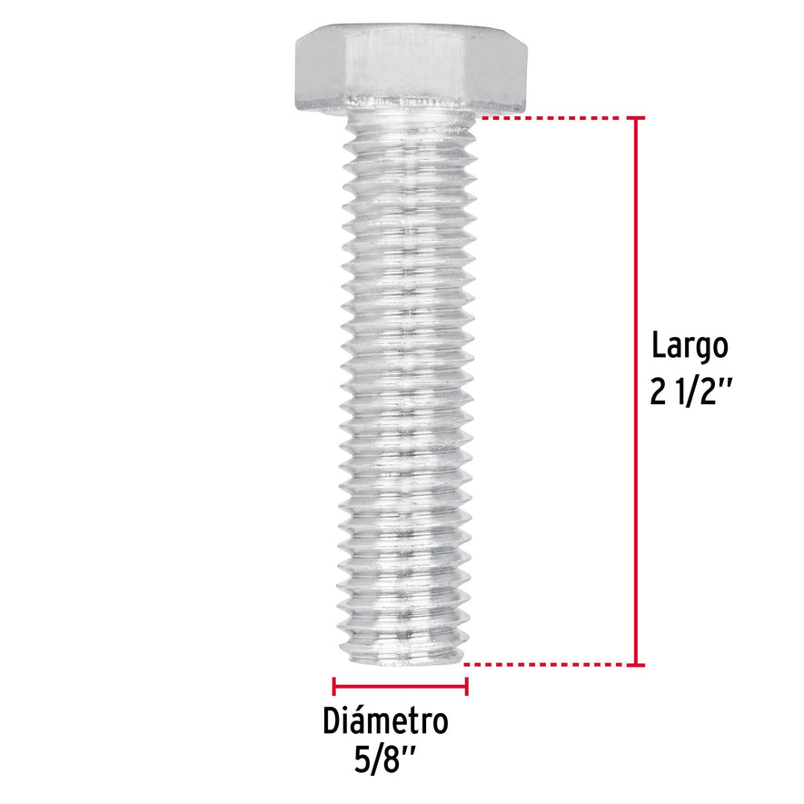 Bolsa con 8 tornillos 5/8' x 2-1/2' tipo máquina, FIERO, 44679