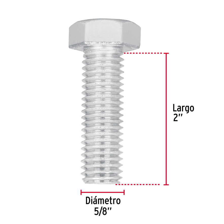 Bolsa con 10 tornillos 5/8' x 2' tipo máquina, FIERO, 44669