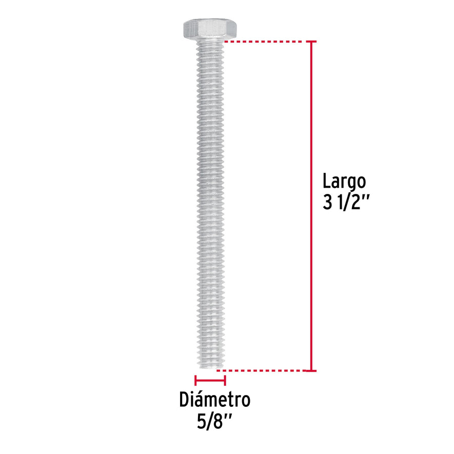 Bolsa con 6 tornillos 5/8' x 3-1/2' tipo máquina, FIERO, 44681
