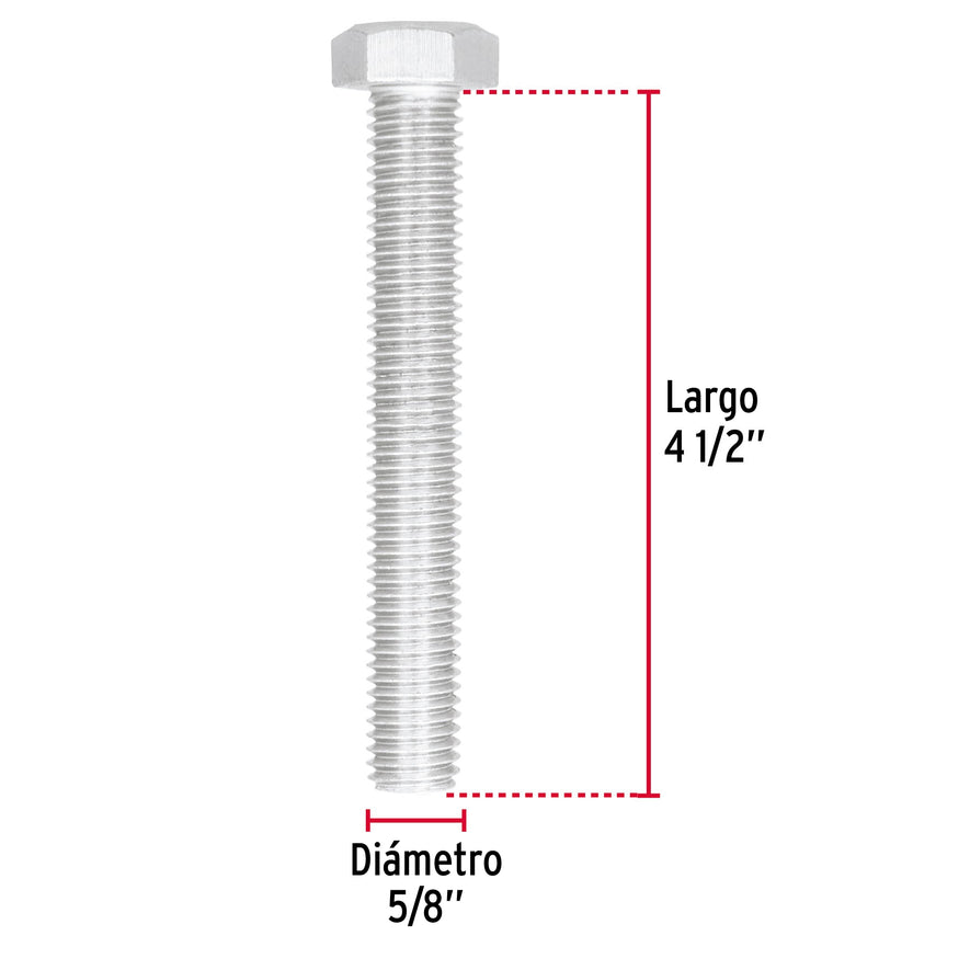 Bolsa con 6 tornillos 5/8' x 4-1/2' tipo máquina, FIERO, 44691
