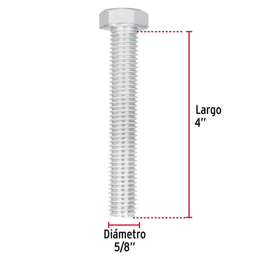 Bolsa con 8 tornillos 5/8' x 4' tipo máquina, FIERO, 44682