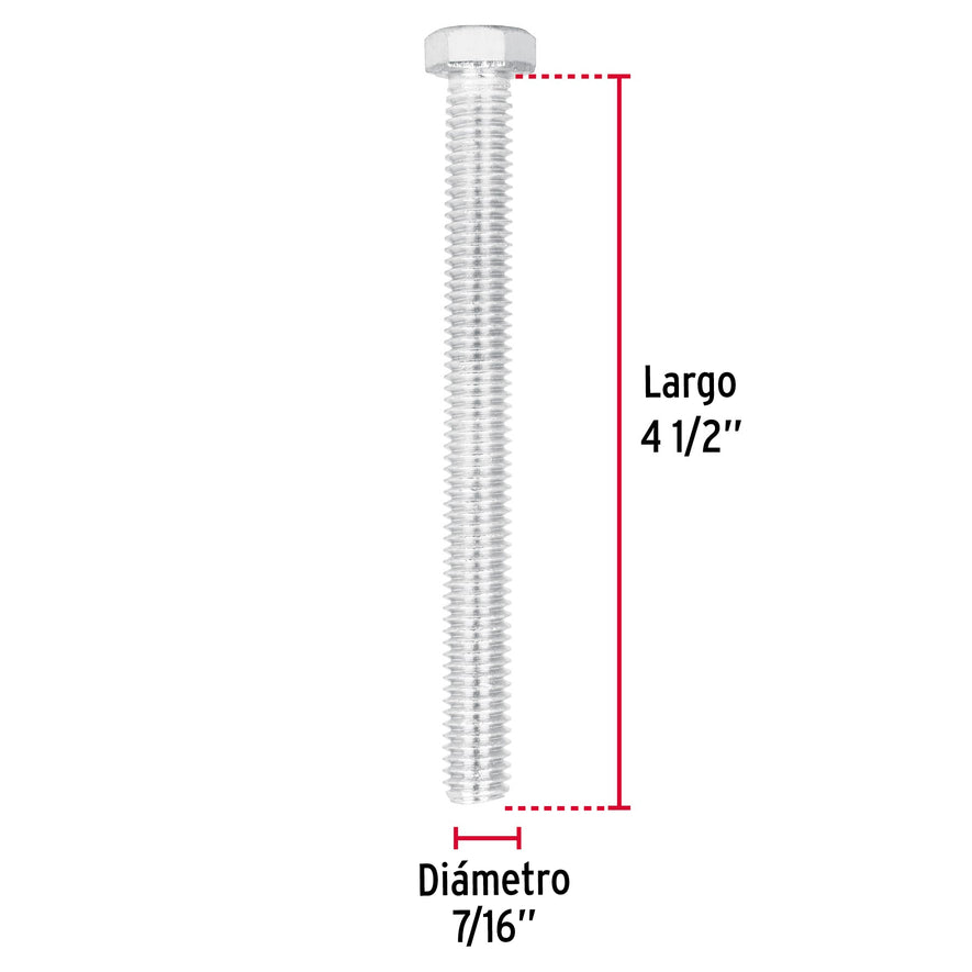 Bolsa con 15 tornillos 7/16' x 4-1/2' tipo máquina, FIERO, 44654