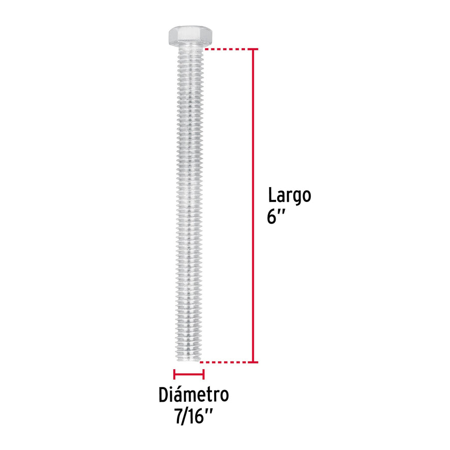 Bolsa con 10 tornillos 7/16' x 6' tipo máquina, FIERO, 44664