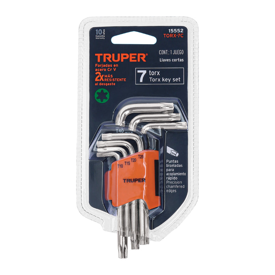 Juego de 7 llaves torx con organizador abatible, TRUPER Caja con 6, 15552