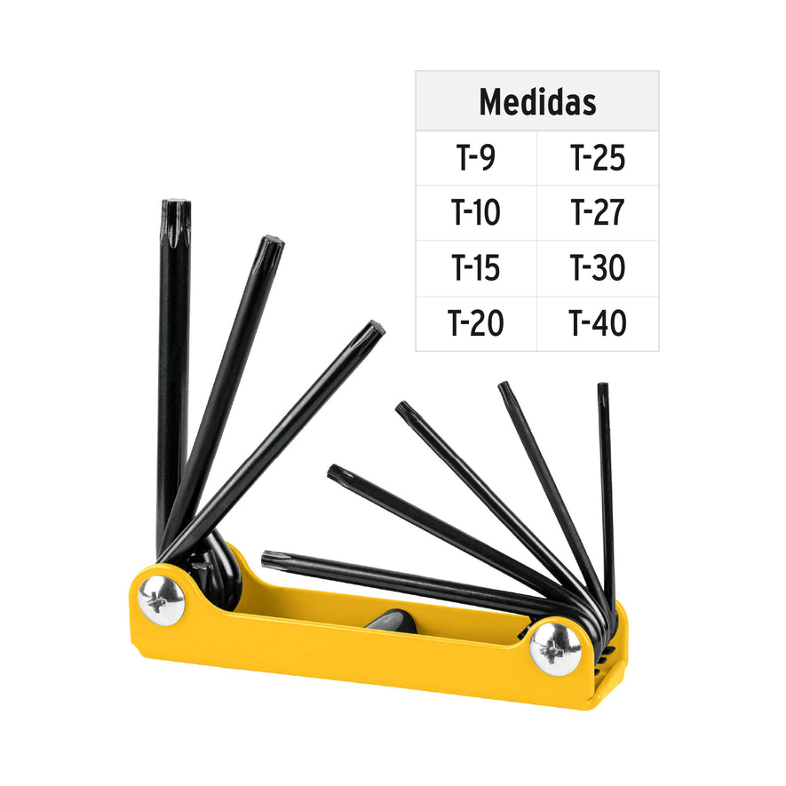 Juego de 8 llaves torx tipo navaja, lámina, a granel, PRETUL Caja con 6, 22725