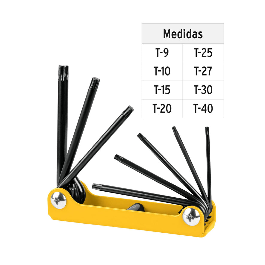 Juego de 8 llaves torx tipo navaja, cuerpo de lámina, PRETUL Caja con 6, 21395
