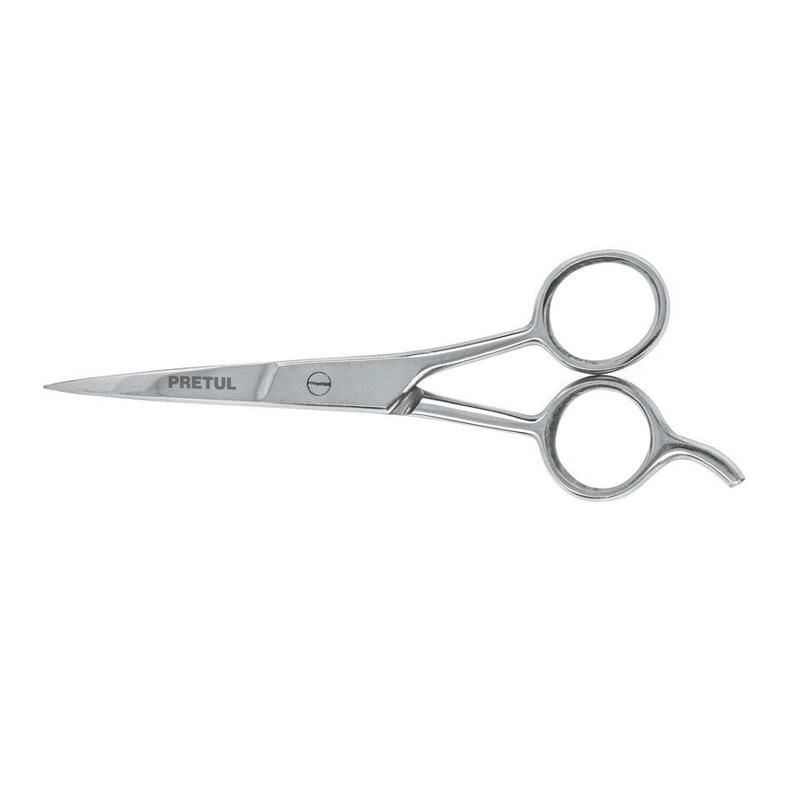 Tijera 5-1/2' acero inox con gancho, para estilista, PRETUL Caja con 6, 23168