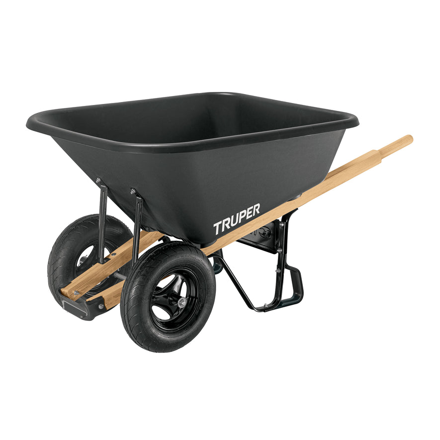 Carretilla c/plástica 8 ft3 Doble llanta neumática b/madera, 19810