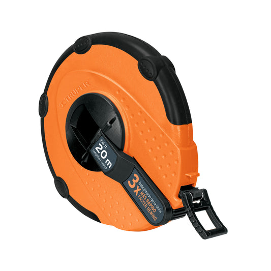 Cinta métrica larga 20m fibra de vidrio, carcasa plástica Caja con 3, 12638