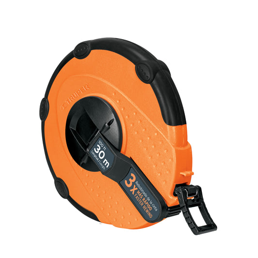 Cinta métrica larga 30m fibra de vidrio, carcasa plástica Caja con 3, 12639