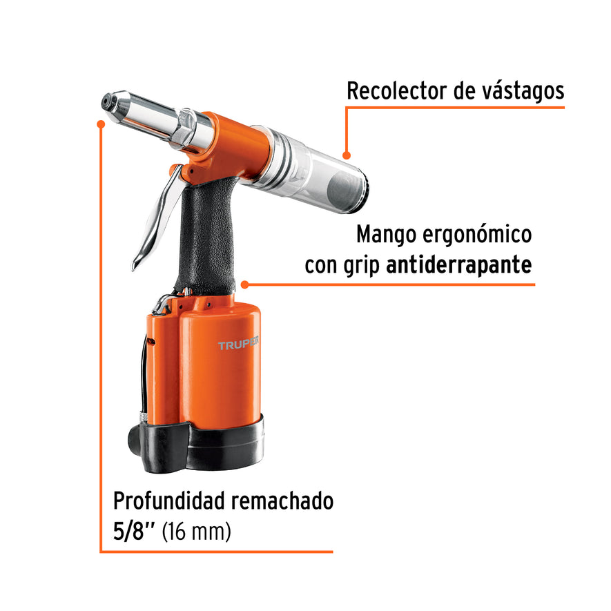 Remachadora neumática 3/16', Truper, 101896