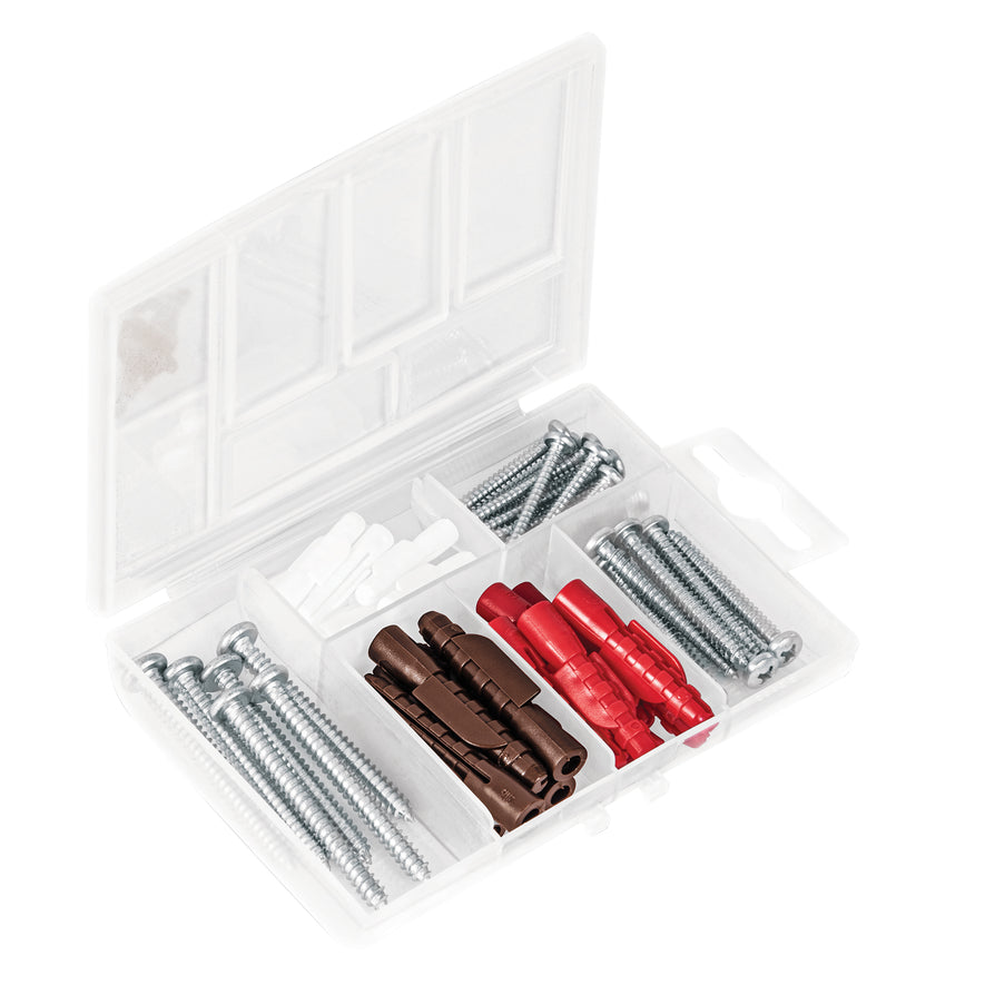 Estuche 26 taquetes 3/16', 1/4', 5/16', c/pijas #6, #8, #10 Caja con 6, 49770