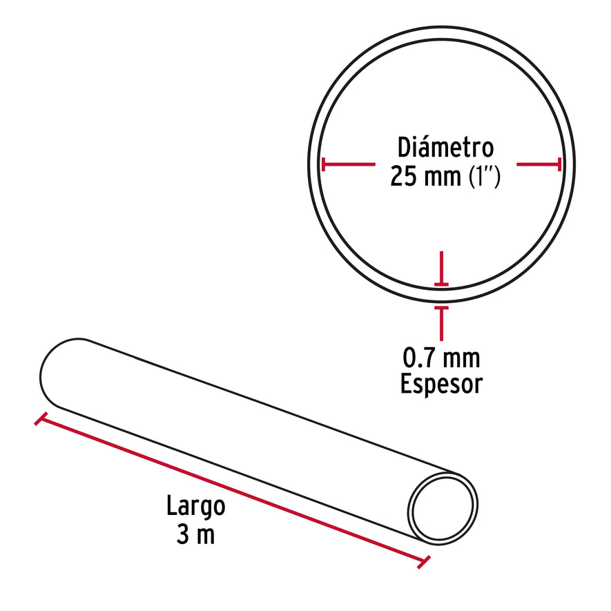 Tubo redondo para clóset, 3.0 m, acero cromado, Hermex Caja con 10, 48974