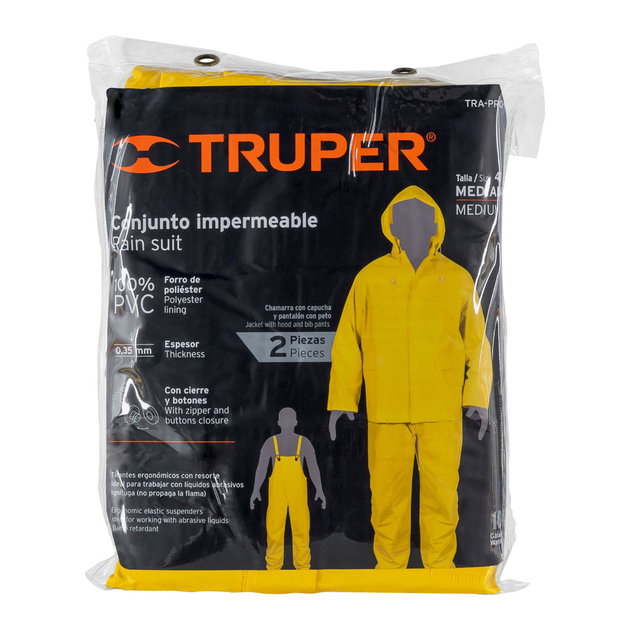 Conjunto impermeable doble capa, talla M, Truper Caja con 5, 14418