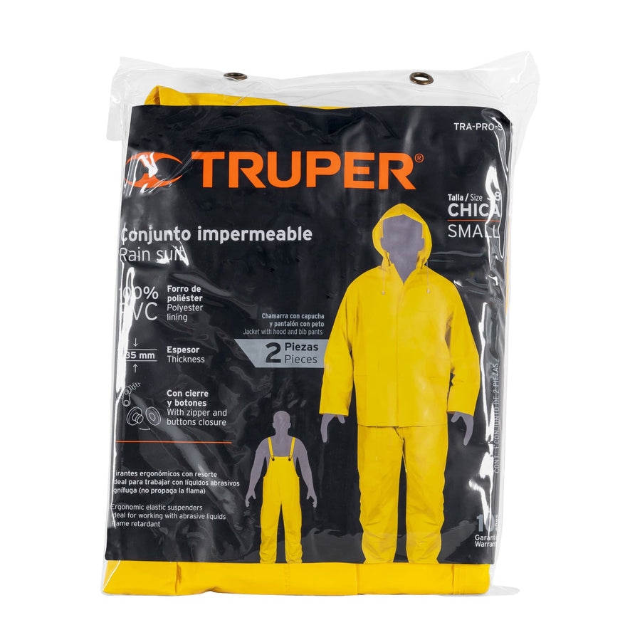 Conjunto impermeable doble capa, talla CH, Truper Caja con 5, 14417