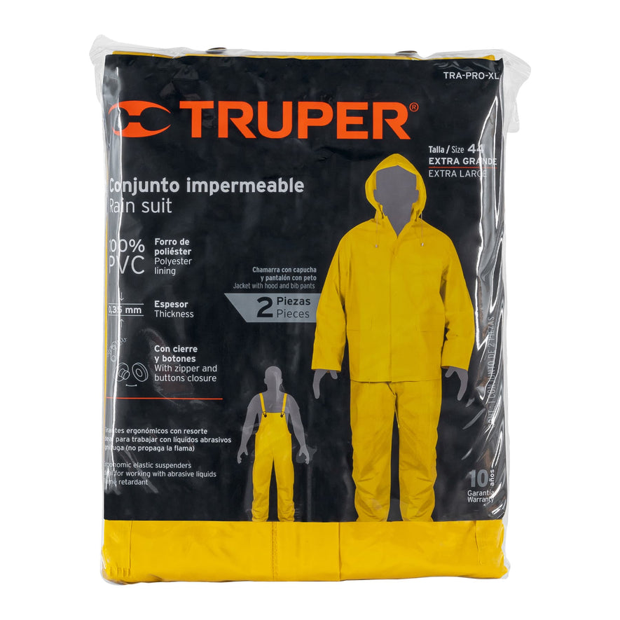Conjunto impermeable doble capa, talla XG, Truper Caja con 5, 14420