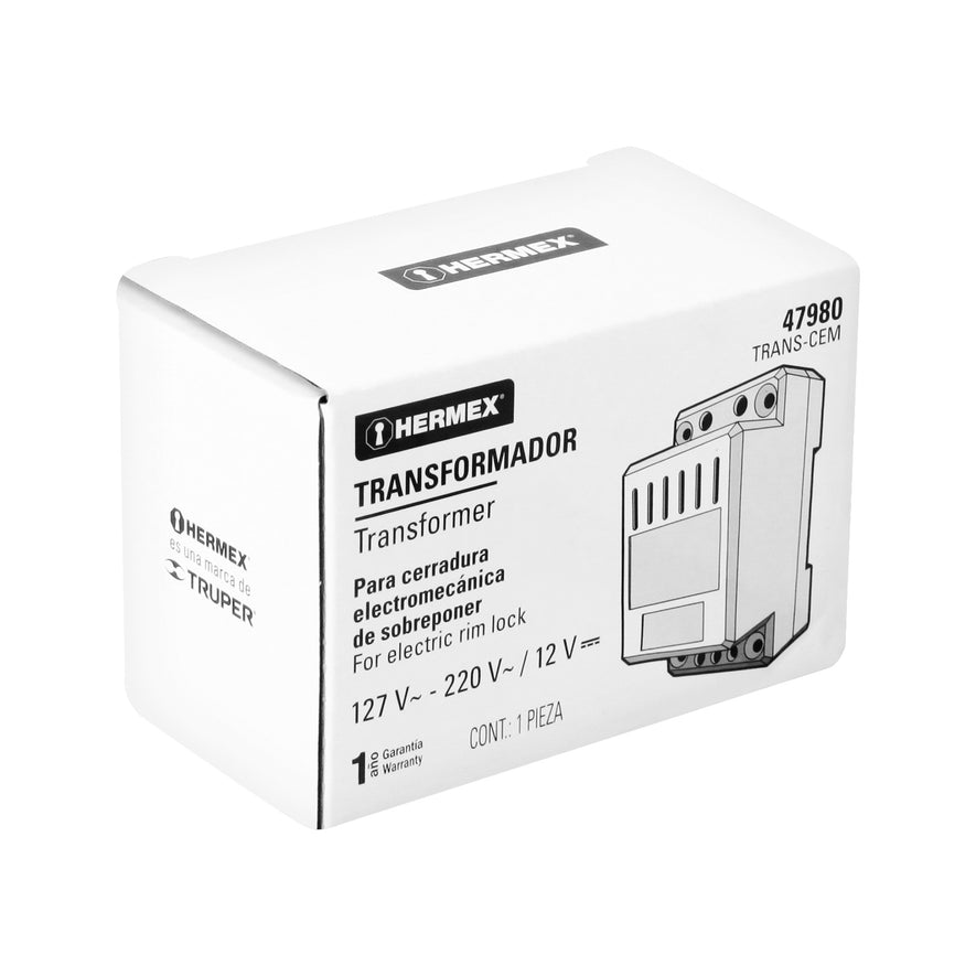 Transformador para cerradura electromecánica, Hermex Caja con 10, 47980