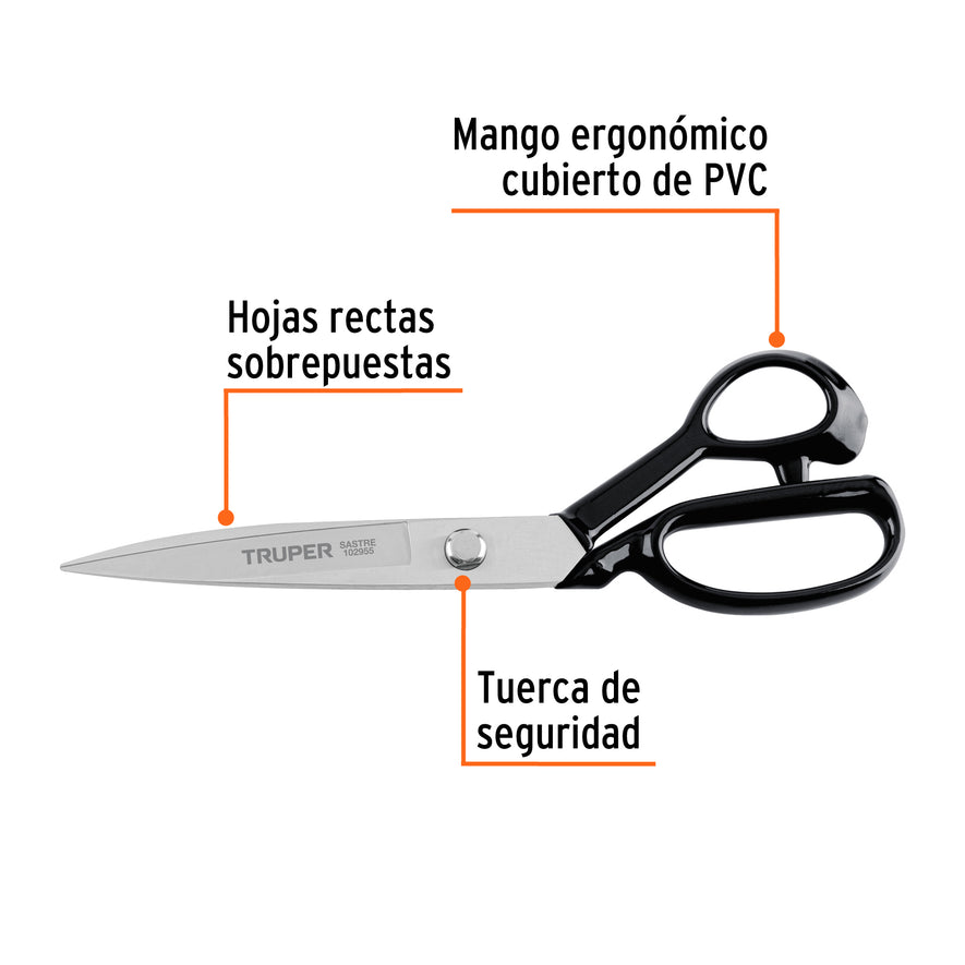 Tijera 10' para sastre, TRUPER Caja con 3, 102955