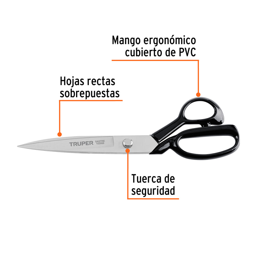 Tijera 11' para sastre, TRUPER Caja con 3, 102956