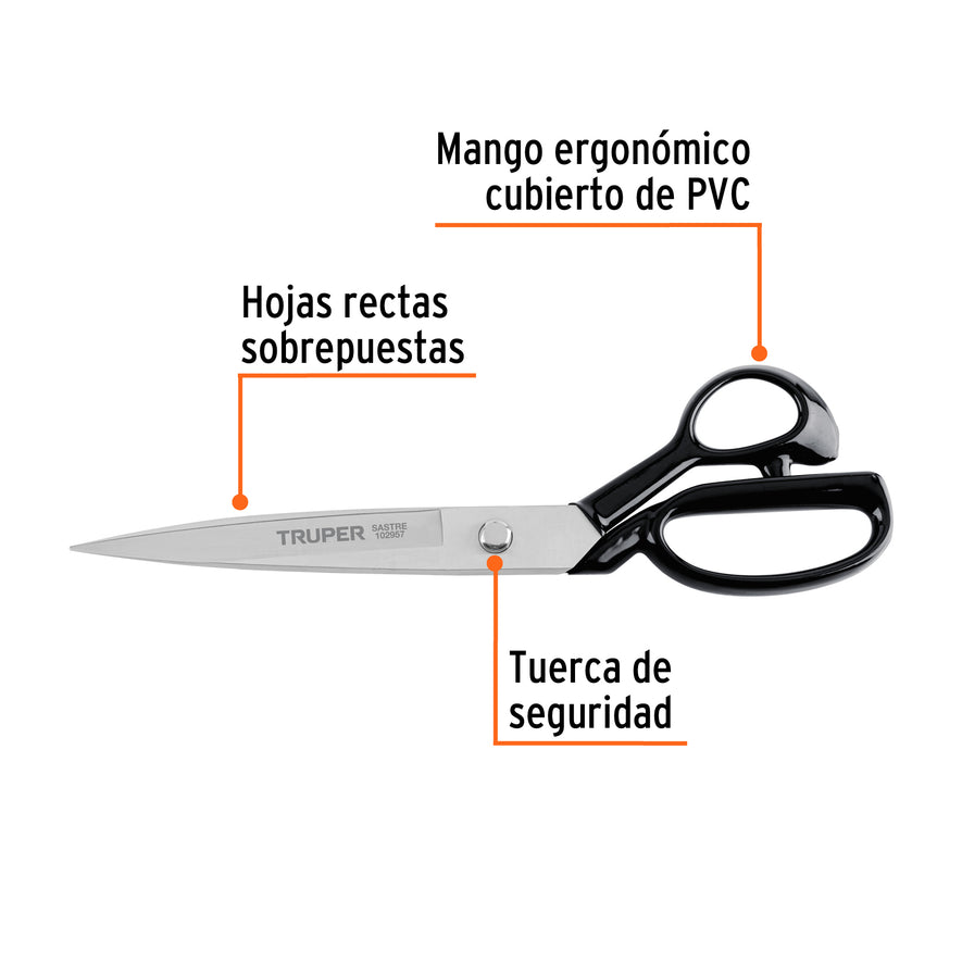 Tijera 12' para sastre, TRUPER Caja con 3, 102957
