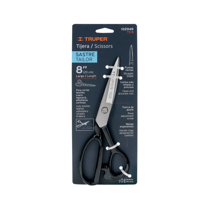 Tijera 8' para sastre, TRUPER Caja con 3, 102949