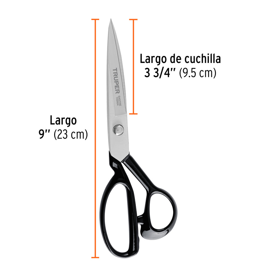 Tijera 9' para sastre, TRUPER Caja con 3, 102954