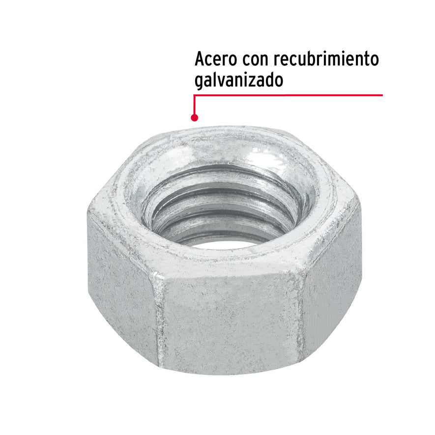 Blíster con 12 tuercas 3/8' hex de acero galvanizado, Fiero Caja con 12, 40757