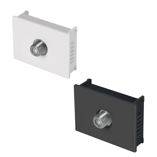 Toma de televisión, 1.5 módulos, línea Española, negro Caja con 12, 47995