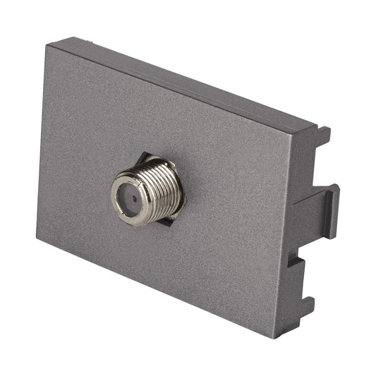 Toma de televisión acero inox de 1.5 módulos, línea Lisboa Caja con 12, 47830