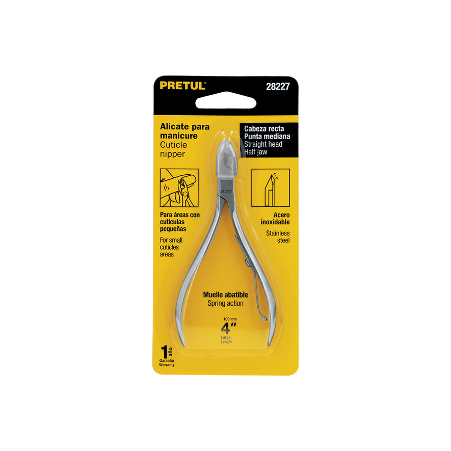 Alicate para manicure 4' cabeza recta, punta mediana, PRETUL Caja con 6, 28227