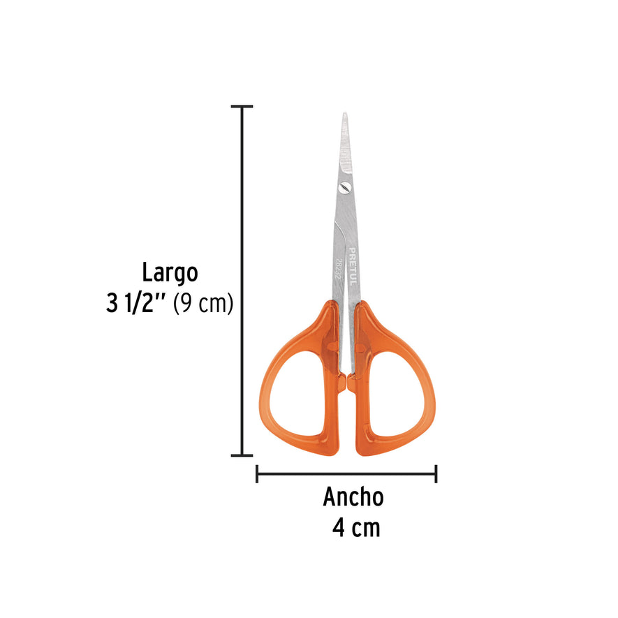 Tijera para manicure 3-1/2', mgo plastico, punta fina,PRETUL Caja con 6, 28232