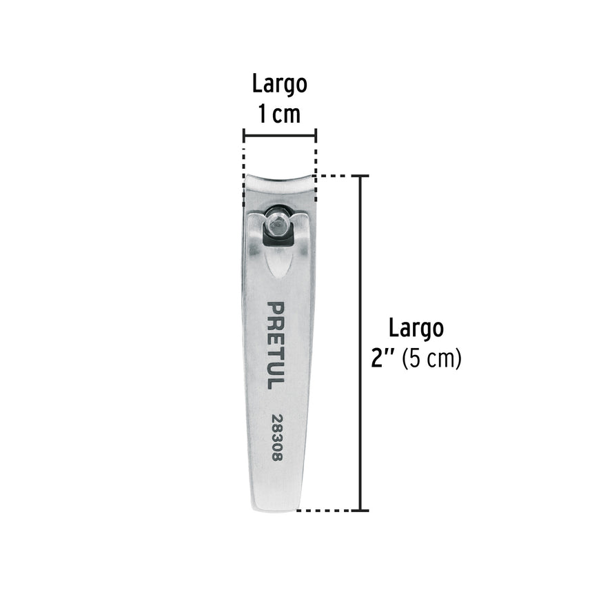 Corta uñas 2' acero inoxidable, Pretul Caja con 12, 28308
