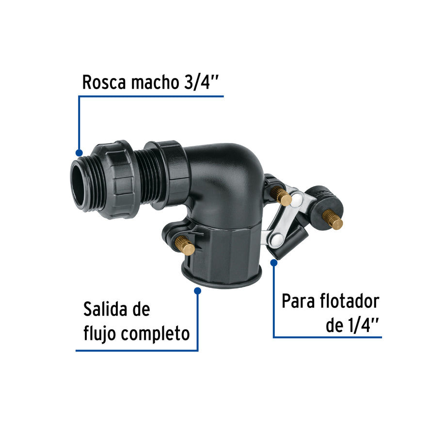 Válvula de POM, 3/4' para flotador, Foset Caja con 6, 48545