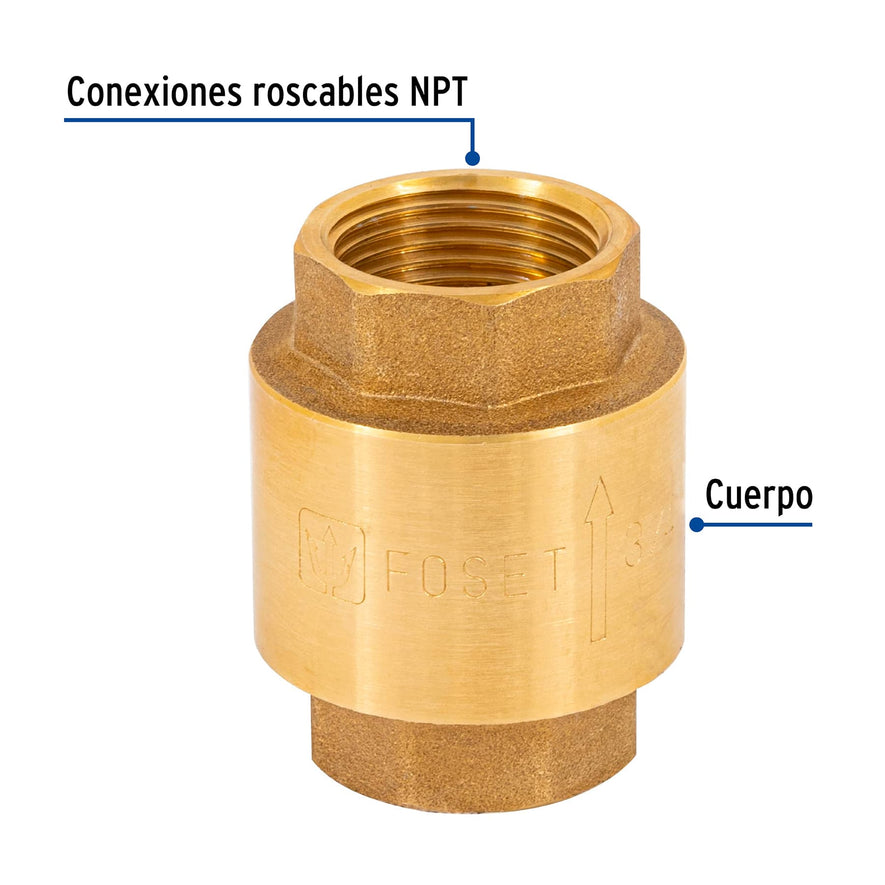 Válvula de retención de latón de 3/4', Foset Caja con 6, 49066