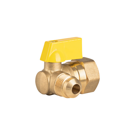 Válvula de control de latón, angular p/gas, 3/8x1/2', FOSET Caja con 6, 44819