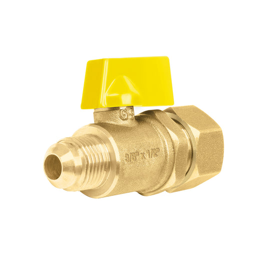 Válvula de control latón para gas 3/8'x1/2' tipo barrilito Caja con 6, 49116