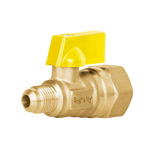 Válvula de control de latón para gas, 5/16' x 1/2', Foset Caja con 10, 41060