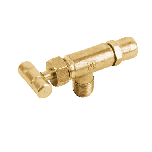 Válvula horizontal de latón 1/8' para gas LP, con maneral Caja con 6, 49976
