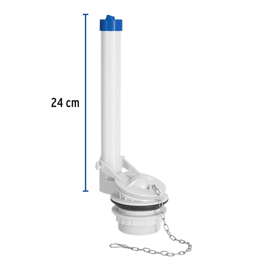 Válvula de descarga 2' para WC de 2 pzas, cadena inox, Foset Caja con 4, 45306